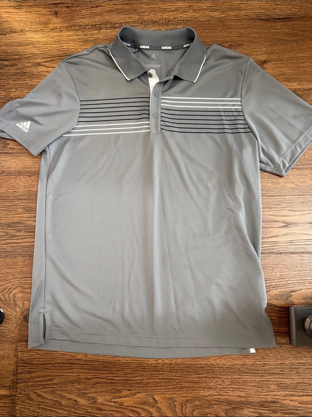 adidas Gray Polo with Horizontal Stripe Accent